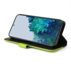 Kryty na mobil | Peňaženkové puzdro Stitching čierno-zelené – Samsung Galaxy S21 FE | Kryty na mobil