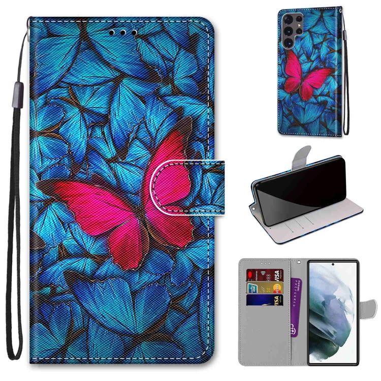 Knižkové puzdro Trendy Cross case Červený motýľ – Samsung Galaxy S22 Ultra | Kryty na mobil Kryty na mobil | Knižkové puzdro Trendy Cross case Červený motýľ – Samsung Galaxy S22 Ultra | Kryty na mobil
