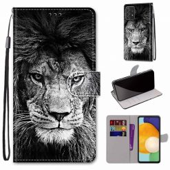 Kryty na mobil | Knižkové puzdro Trendy Cross case Čiernobiely lev – Samsung Galaxy A53 5G | Kryty na mobil