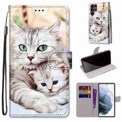 Kryty na mobil | Knižkové puzdro Trendy Cross case Mačka a mačiatko – Samsung Galaxy S22 Ultra | Kryty na mobil