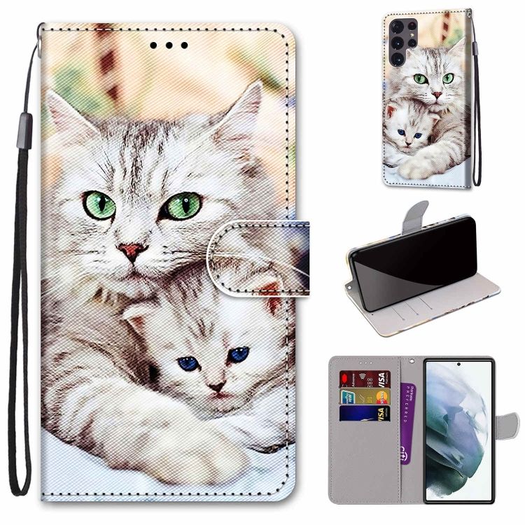 Knižkové puzdro Trendy Cross case Mačka a mačiatko – Samsung Galaxy S22 Ultra | Kryty na mobil Kryty na mobil | Knižkové puzdro Trendy Cross case Mačka a mačiatko – Samsung Galaxy S22 Ultra | Kryty na mobil