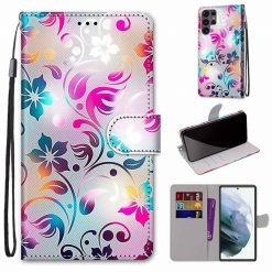 Kryty na mobil | Knižkové puzdro Trendy Cross case Pestrofarebný kvet – Samsung Galaxy S22 Ultra | Kryty na mobil