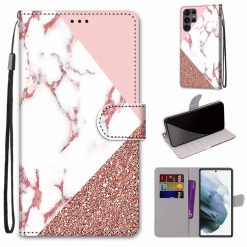 Kryty na mobil | Knižkové puzdro Trendy Cross case Ružový kameň – Samsung Galaxy S22 Ultra | Kryty na mobil