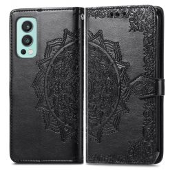 Kryty na mobil | Peňaženkové puzdro Embossing Pattern Mandala Flower čierne – OnePlus Nord 2 5G | Kryty na mobil
