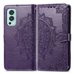 Peňaženkové puzdro Embossing Pattern Mandala Flower fialové – OnePlus Nord 2 5G