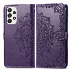 Kryty na mobil | Peňaženkové puzdro Embossing Pattern Mandala Flower fialové – Samsung Galaxy A53 5G | Kryty na mobil