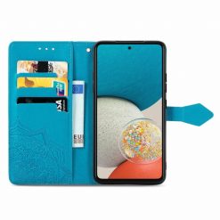 Kryty na mobil | Peňaženkové puzdro Embossing Pattern Mandala Flower modré – Samsung Galaxy A53 5G | Kryty na mobil
