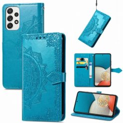Kryty na mobil | Peňaženkové puzdro Embossing Pattern Mandala Flower modré – Samsung Galaxy A53 5G | Kryty na mobil