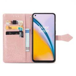 Kryty na mobil | Peňaženkové puzdro Embossing Pattern Mandala Flower ružové – OnePlus Nord 2 5G | Kryty na mobil