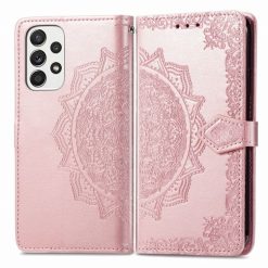 Kryty na mobil | Peňaženkové puzdro Embossing Pattern Mandala Flower ružové – Samsung Galaxy A53 5G | Kryty na mobil