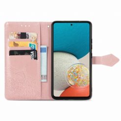 Kryty na mobil | Peňaženkové puzdro Embossing Pattern Mandala Flower ružové – Samsung Galaxy A53 5G | Kryty na mobil
