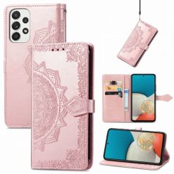 Kryty na mobil | Peňaženkové puzdro Embossing Pattern Mandala Flower ružové – Samsung Galaxy A53 5G | Kryty na mobil