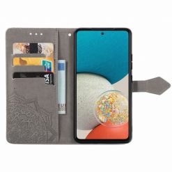 Peňaženkové puzdro Embossing Pattern Mandala Flower sivé – Samsung Galaxy A53 5G | Kryty na mobil Kryty na mobil | Peňaženkové puzdro Embossing Pattern Mandala Flower sivé – Samsung Galaxy A53 5G | Kryty na mobil
