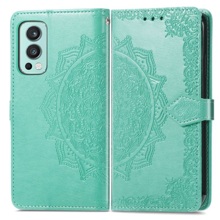 Peňaženkové puzdro Embossing Pattern Mandala Flower zelené – OnePlus Nord 2 5G | Kryty na mobil Kryty na mobil | Peňaženkové puzdro Embossing Pattern Mandala Flower zelené – OnePlus Nord 2 5G | Kryty na mobil