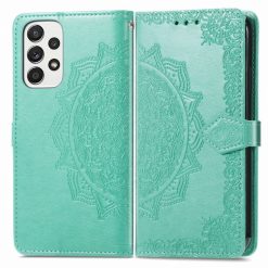 Kryty na mobil | Peňaženkové puzdro Embossing Pattern Mandala Flower zelené – Samsung Galaxy A53 5G | Kryty na mobil