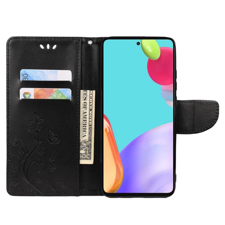 Peňaženkové puzdro Embossing Pattern Motýľ a kvet čierne – Samsung Galaxy A53 5G | Kryty na mobil Kryty na mobil | Peňaženkové puzdro Embossing Pattern Motýľ a kvet čierne – Samsung Galaxy A53 5G | Kryty na mobil