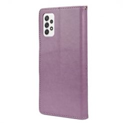 Kryty na mobil | Peňaženkové puzdro Embossing Pattern Motýľ a kvet fialové – Samsung Galaxy A53 5G | Kryty na mobil