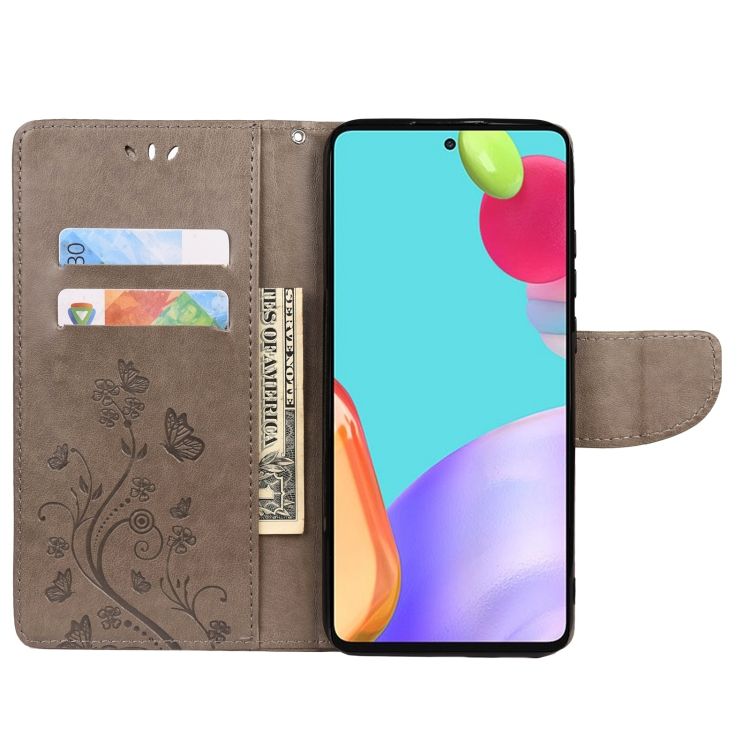 Peňaženkové puzdro Embossing Pattern Motýľ a kvet hnedé – Samsung Galaxy A53 5G | Kryty na mobil Kryty na mobil | Peňaženkové puzdro Embossing Pattern Motýľ a kvet hnedé – Samsung Galaxy A53 5G | Kryty na mobil