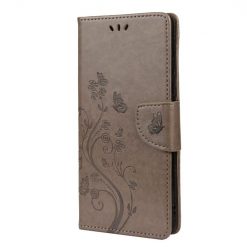 Kryty na mobil | Peňaženkové puzdro Embossing Pattern Motýľ a kvet hnedé – Samsung Galaxy A53 5G | Kryty na mobil