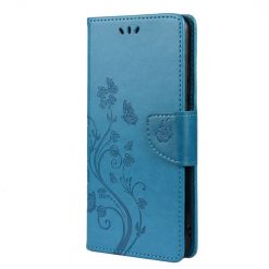 Kryty na mobil | Peňaženkové puzdro Embossing Pattern Motýľ a kvet modré – Samsung Galaxy A53 5G | Kryty na mobil