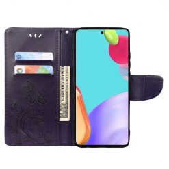 Peňaženkové puzdro Embossing Pattern Motýľ a kvet tmavofialové – Samsung Galaxy A53 5G | Kryty na mobil Kryty na mobil | Peňaženkové puzdro Embossing Pattern Motýľ a kvet tmavofialové – Samsung Galaxy A53 5G | Kryty na mobil