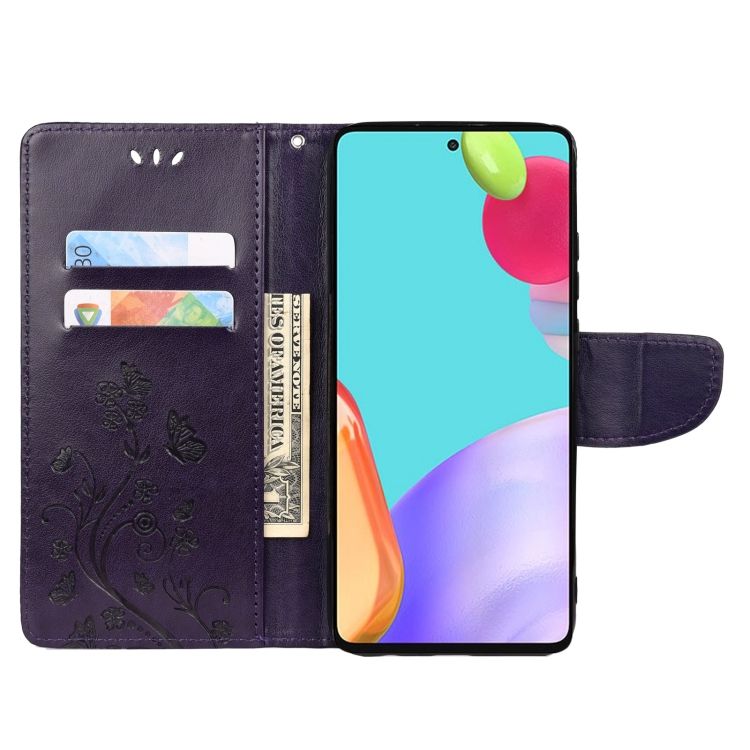 Peňaženkové puzdro Embossing Pattern Motýľ a kvet tmavofialové – Samsung Galaxy A53 5G | Kryty na mobil Kryty na mobil | Peňaženkové puzdro Embossing Pattern Motýľ a kvet tmavofialové – Samsung Galaxy A53 5G | Kryty na mobil