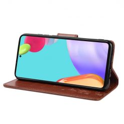 Kryty na mobil | Peňaženkové puzdro Embossing Pattern Motýľ a kvet tmavohnedé – Samsung Galaxy A53 5G | Kryty na mobil