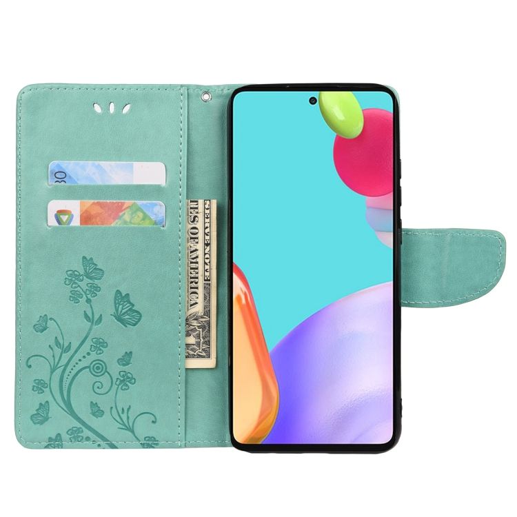Peňaženkové puzdro Embossing Pattern Motýľ a kvet zelené – Samsung Galaxy A53 5G | Kryty na mobil Kryty na mobil | Peňaženkové puzdro Embossing Pattern Motýľ a kvet zelené – Samsung Galaxy A53 5G | Kryty na mobil