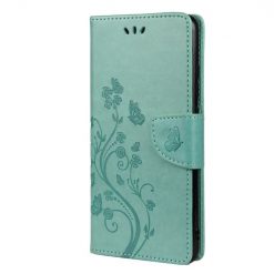 Kryty na mobil | Peňaženkové puzdro Embossing Pattern Motýľ a kvet zelené – Samsung Galaxy A53 5G | Kryty na mobil