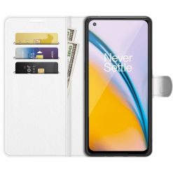 Kryty na mobil | Peňaženkové puzdro Litchi biele – OnePlus Nord 2 5G | Kryty na mobil
