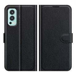Kryty na mobil | Peňaženkové puzdro Litchi čierne – OnePlus Nord 2 5G | Kryty na mobil