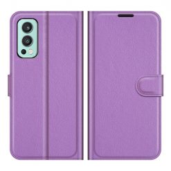 Kryty na mobil | Peňaženkové puzdro Litchi fialové – OnePlus Nord 2 5G | Kryty na mobil