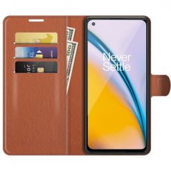 Kryty na mobil | Peňaženkové puzdro Litchi hnedé – OnePlus Nord 2 5G | Kryty na mobil