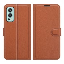 Kryty na mobil | Peňaženkové puzdro Litchi hnedé – OnePlus Nord 2 5G | Kryty na mobil