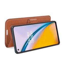 Kryty na mobil | Peňaženkové puzdro Litchi hnedé – OnePlus Nord 2 5G | Kryty na mobil