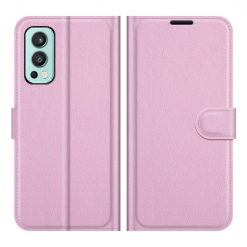 Kryty na mobil | Peňaženkové puzdro Litchi ružové – OnePlus Nord 2 5G | Kryty na mobil