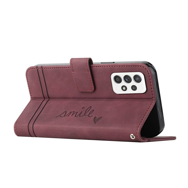 Peňaženkové puzdro Retro Smile bordové – Samsung Galaxy A53 5G | Kryty na mobil Kryty na mobil | Peňaženkové puzdro Retro Smile bordové – Samsung Galaxy A53 5G | Kryty na mobil