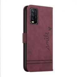 Peňaženkové puzdro Retro Smile bordové – Vivo Y20s | Kryty na mobil Kryty na mobil | Peňaženkové puzdro Retro Smile bordové – Vivo Y20s | Kryty na mobil