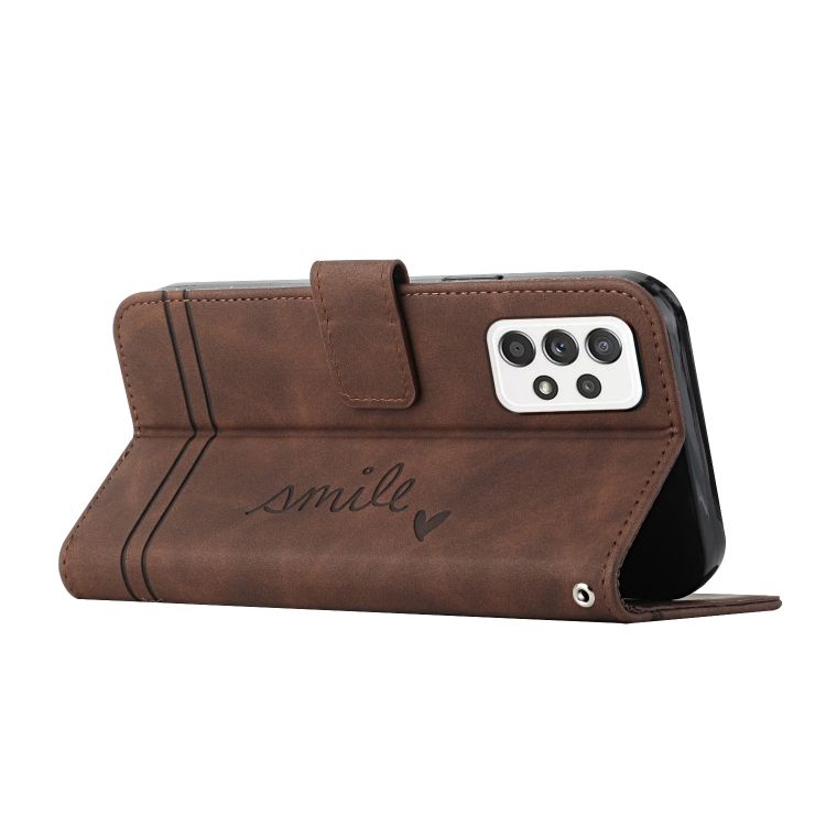 Peňaženkové puzdro Retro Smile hnedé – Samsung Galaxy A53 5G | Kryty na mobil Kryty na mobil | Peňaženkové puzdro Retro Smile hnedé – Samsung Galaxy A53 5G | Kryty na mobil