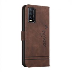 Kryty na mobil | Peňaženkové puzdro Retro Smile hnedé – Vivo Y20s | Kryty na mobil