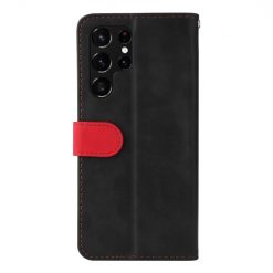 Kryty na mobil | Peňaženkové puzdro Stitching čierno-červené – Samsung Galaxy S22 Ultra | Kryty na mobil