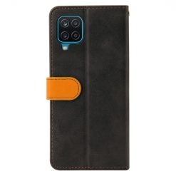 Peňaženkové puzdro Stitching čierno-oranžové – Samsung Galaxy A12 / M12 | Kryty na mobil Kryty na mobil | Peňaženkové puzdro Stitching čierno-oranžové – Samsung Galaxy A12 / M12 | Kryty na mobil