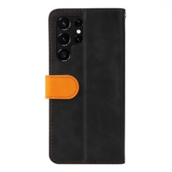 Kryty na mobil | Peňaženkové puzdro Stitching čierno-oranžové – Samsung Galaxy S22 Ultra | Kryty na mobil