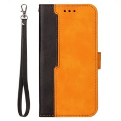 Kryty na mobil | Peňaženkové puzdro Stitching čierno-oranžové – Samsung Galaxy S22 Ultra | Kryty na mobil