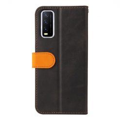 Kryty na mobil | Peňaženkové puzdro Stitching čierno-oranžové – Vivo Y20s | Kryty na mobil