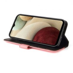 Peňaženkové puzdro Stitching čierno-ružové – Samsung Galaxy A12 / M12 | Kryty na mobil Kryty na mobil | Peňaženkové puzdro Stitching čierno-ružové – Samsung Galaxy A12 / M12 | Kryty na mobil