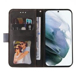 Kryty na mobil | Peňaženkové puzdro Stitching čierno-sivé – Samsung Galaxy S22 Ultra | Kryty na mobil