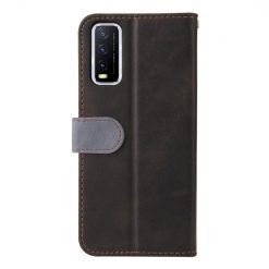 Kryty na mobil | Peňaženkové puzdro Stitching čierno-sivé – Vivo Y20s | Kryty na mobil