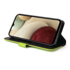 Peňaženkové puzdro Stitching čierno-zelené – Samsung Galaxy A12 / M12 | Kryty na mobil Kryty na mobil | Peňaženkové puzdro Stitching čierno-zelené – Samsung Galaxy A12 / M12 | Kryty na mobil