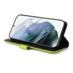Kryty na mobil | Peňaženkové puzdro Stitching čierno-zelené – Samsung Galaxy S22 Ultra | Kryty na mobil